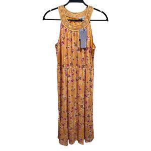 Daniel Rainn Size M Floral Halter Crochet Neck‎ Mezzie Midi Dress NWT